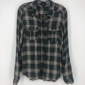 Paige Myers Plaid Button Shirt Ebony Rose Dust S